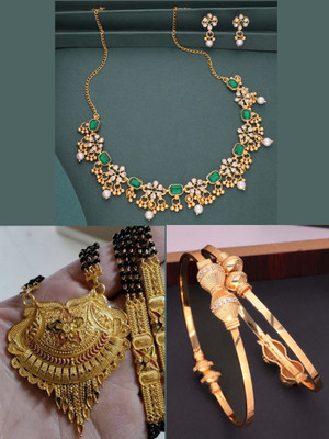 Sangria Brass Gold-plated Multicolor Jewellery Set(Pack of 3)