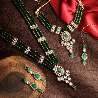 VANEE Alloy Gold-plated Green Jewellery Set(Pack of 1)
