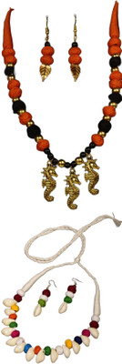 HOUSE OFF COMMON Oxidised Silver Orange, Multicolor Jewellery Set(Pack of 2)