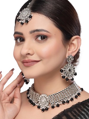 Sukkhi Alloy Rhodium Black, White Jewellery Set(Pack of 4)