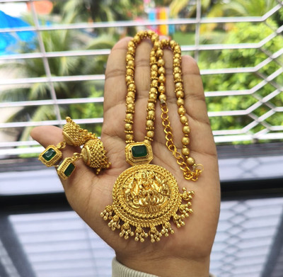 Joyful Alloy Gold-plated Green Jewellery Set(Pack of 1)