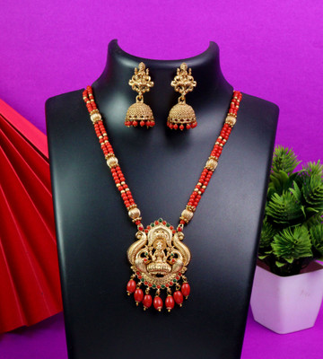 CUTE GOLD Copper Gold-plated Red, Gold Jewellery Set(Pack of 1)