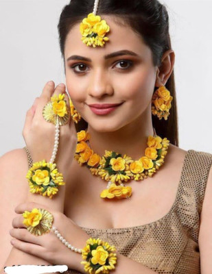 P. R. PRINTS Fabric Yellow Jewellery Set(Pack of 1)