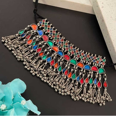 Alisha oxocraft Oxidised Silver Multicolor Jewellery Set(Pack of 1)