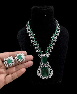 TWOLOVER Alloy Rhodium Green Jewellery Set(Pack of 1)