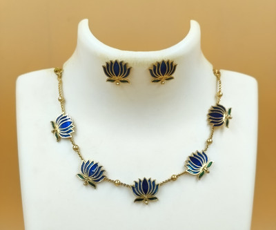 Joyful Brass Gold-plated Blue Jewellery Set(Pack of 1)