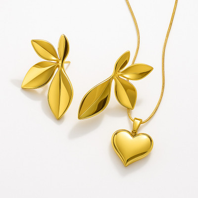 Henuka Alloy Gold-plated Gold Jewellery Set(Pack of 2)