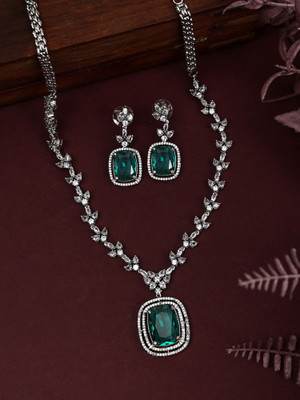ANOUK Brass Silver Green Jewellery Set(Pack of 2)