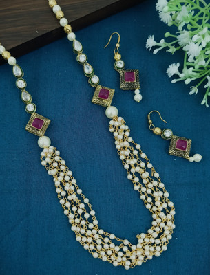 Om jewels Alloy Gold-plated Gold Jewellery Set(Pack of 1)