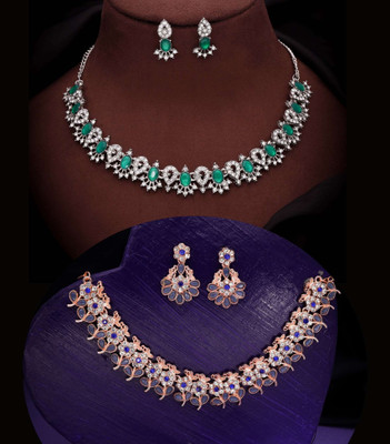 Divastri Brass Gold-plated Multicolor Jewellery Set(Pack of 2)