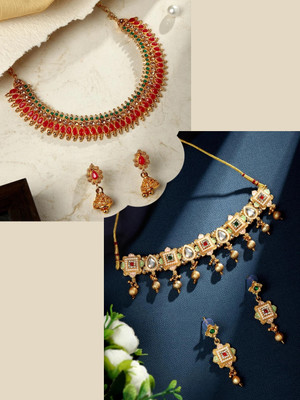 ASMITTA Jewellery Alloy Gold-plated Gold, Multicolor Jewellery Set(Pack of 2)