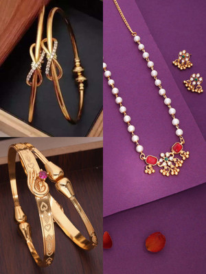 Dressberry Brass Gold-plated Gold, Pink Jewellery Set(Pack of 3)