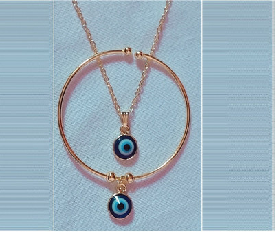 PNC Stainless Steel Gold-plated Gold Jewellery Set(Pack of 2)