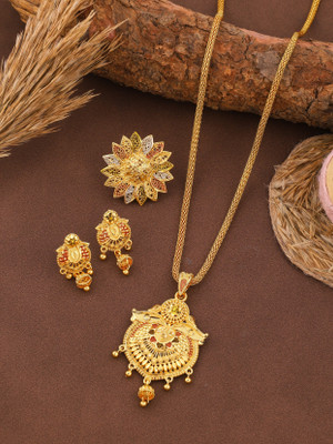 Makezak Brass Gold-plated Multicolor Jewellery Set(Pack of 1)