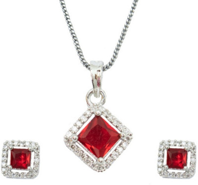 Vipunj Alloy Sterling Silver Red Jewellery Set(Pack of 2)