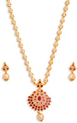 DIKSHA COLLECTION Alloy Gold-plated Red Jewellery Set(Pack of 1)