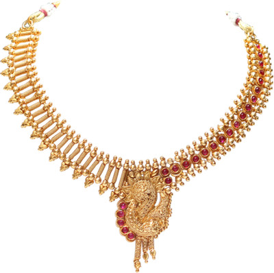 Swarajshop Alloy Gold-plated Maroon Jewellery Set(Pack of 1)