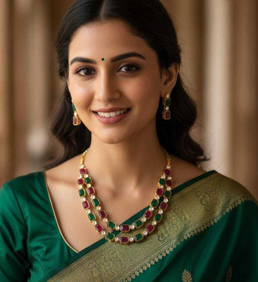 URVSSTORE Brass Gold-plated Multicolor Jewellery Set(Pack of 3)