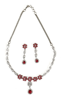 RANIT CREATION Brass Rhodium Red, Silver Jewellery Set(Pack of 1)