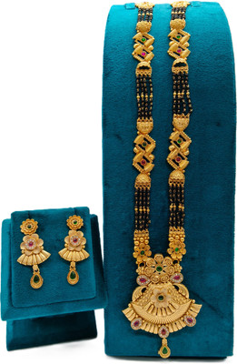 alif creation Brass Gold-plated Gold Jewellery Set(Pack of 1)