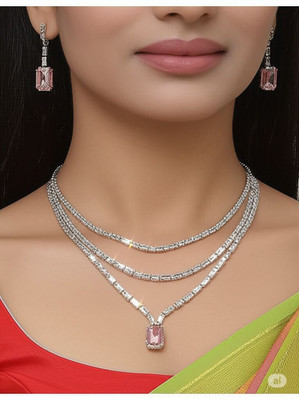 V.V. Sons Alloy Pink, Silver Jewellery Set(Pack of 1)