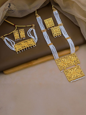 TINALIVA Brass Gold-plated Gold Jewellery Set(Pack of 1)