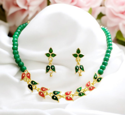 balaji gold Copper Gold-plated Red, Green Jewellery Set(Pack of 1)