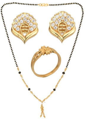 AanyaCentric Alloy Gold-plated Gold Jewellery Set(Pack of 4)