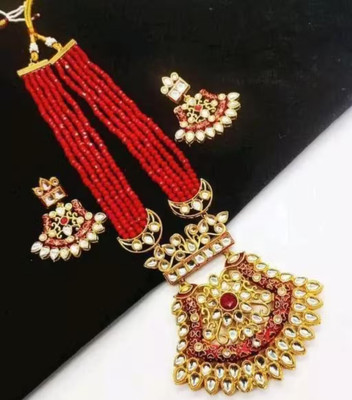 SHYAM Alloy Gold-plated Red Jewellery Set(Pack of 1)