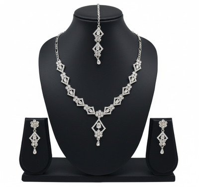 ZENWE Metal Rhodium Silver Jewellery Set(Pack of 4)