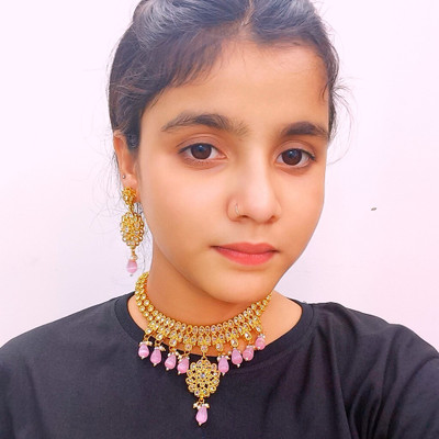 Aroras Bridal & Fashion Jewellery Brass Gold-plated Pink Jewellery Set(Pack of 1)