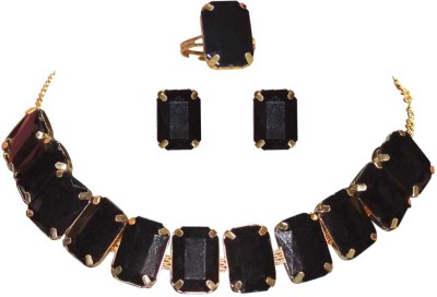 Akshatatrader Alloy Gold-plated Black Jewellery Set(Pack of 1)