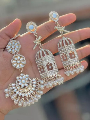 MFC Alloy Gold-plated White Jewellery Set(Pack of 3)