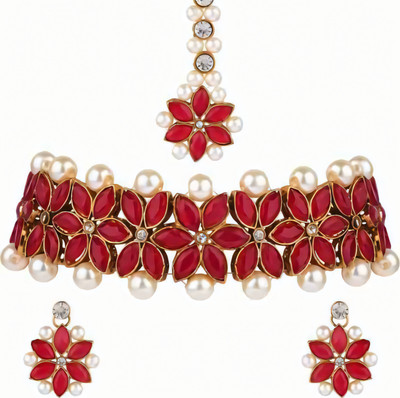 RAUNAK CREATION Alloy Red Jewellery Set(Pack of 3)