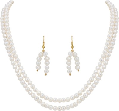 DD Pearls Mother of Pearl Gold-plated White Jewellery Set(Pack of 1)