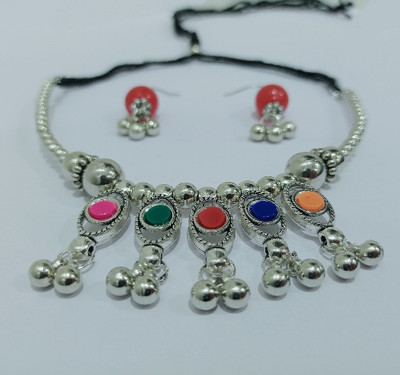 SRco Oxidised Silver Multicolor Jewellery Set(Pack of 1)