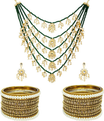 Chrishan Alloy Gold-plated Green, Gold Jewellery Set(Pack of 1)
