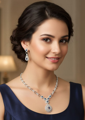 KD JEWELLERS Brass Blue Jewellery Set(Pack of 1)