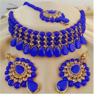 JMBW INTERNATIONAL Brass Blue, Gold Jewellery Set(Pack of 3)