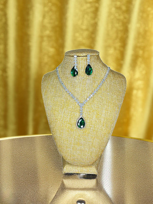 V.V. Sons Alloy Sterling Silver Green, Silver Jewellery Set(Pack of 1)