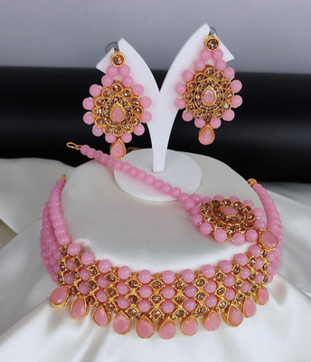 MAYRA TRADING Alloy Pink Jewellery Set(Pack of 3)