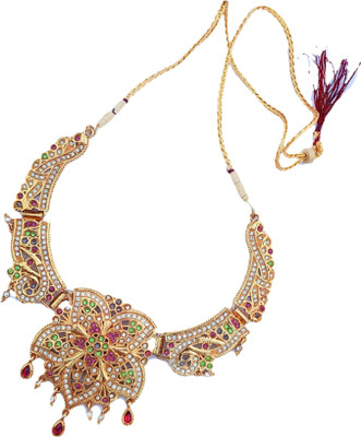 NIKYANKA Brass Gold-plated Gold, Red, Green Jewellery Set(Pack of 1)