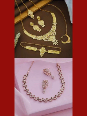 LYRISS Brass Gold-plated Multicolor Jewellery Set(Pack of 2)