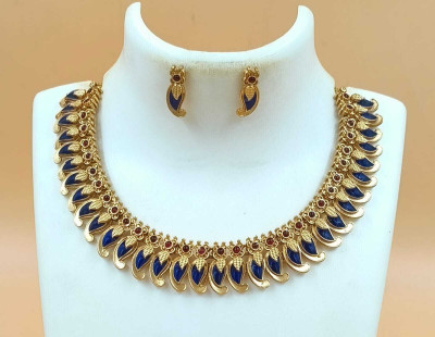 Joyful Alloy Gold-plated Blue Jewellery Set(Pack of 1)