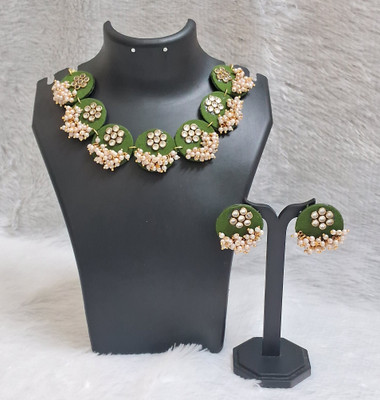 AGASTYA CREATIONS Fabric Green Jewellery Set(Pack of 1)
