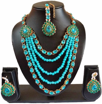 ANRA JEWEL Mother of Pearl, Alloy Gold-plated Blue Jewellery Set(Pack of 1)