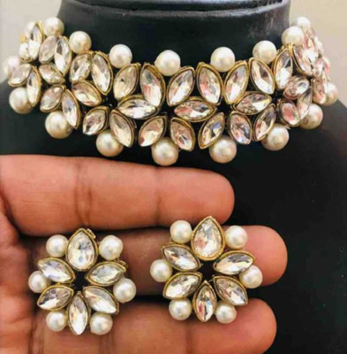 taransha Brass White Jewellery Set(Pack of 1)