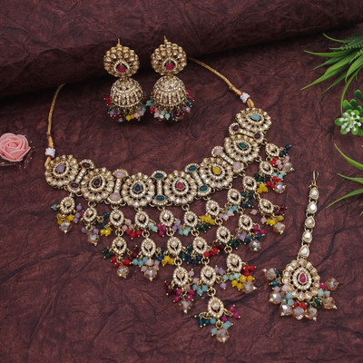 OrnaDzn Zevellery Alloy Gold-plated Multicolor Jewellery Set(Pack of 4)