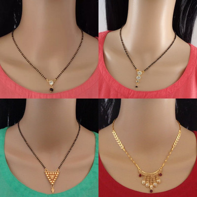Dency Stylish Alloy Gold Plated Mangalsutra Tanmaniya For Women Alloy Mangalsutra