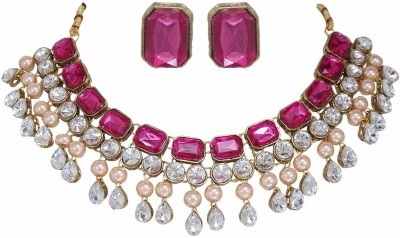 CATALYST Crystal Gold-plated Pink Jewellery Set(Pack of 1)